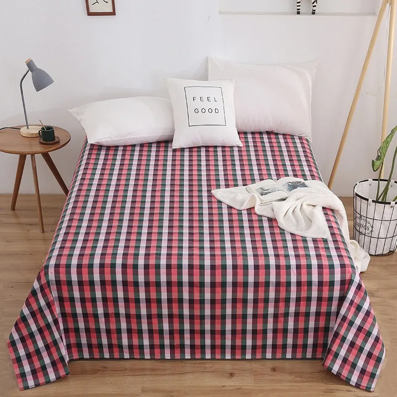 

1pcs Cotton Plaid Bed Sheets Flat Single Double Various Plant Patterns Bedspread Print Flat Bed Sheet Bed Cover No Pillowcase