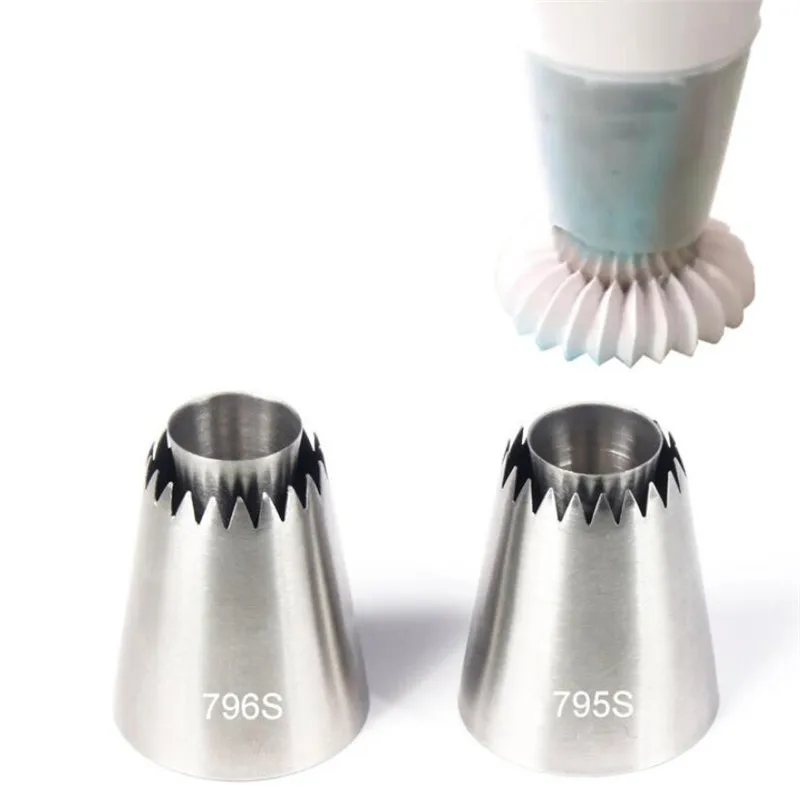 2 Sizes Diy Nozzle Stainless Steel Dessert Cake Decorating Tips Kitchen Accessories Cookie Biscuit Icing Piping Cream Pastry Bag | Дом и сад