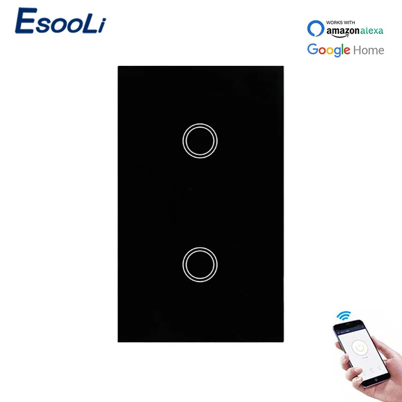 EsooLi роскошная хрустальная панель стандарт США WIFI сенсорный выключатель Ewelink