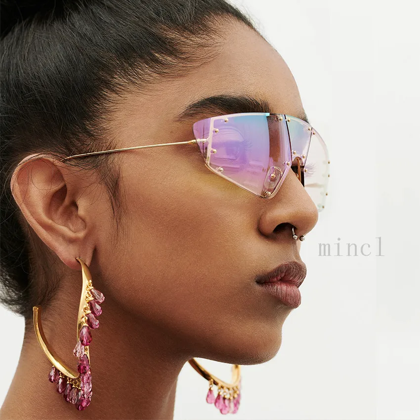 2019 бескаркасные футуристические Солнцезащитные очки женские/мужские роскошные