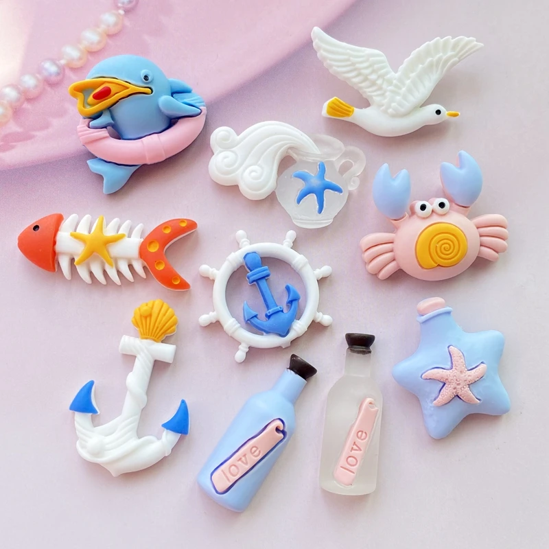 

10Pcs New Cute Mixed Ocean Series Flat Back Resin Scrapbooking DIY Jewelry Craft Decoration Accessories H330