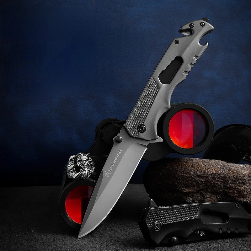 

Multifunctional Tactical Folding Knife 5CR13MOV Stainless Steel Blade Steel Handle Outdoor Camping Portable Sharp Fruit Knife