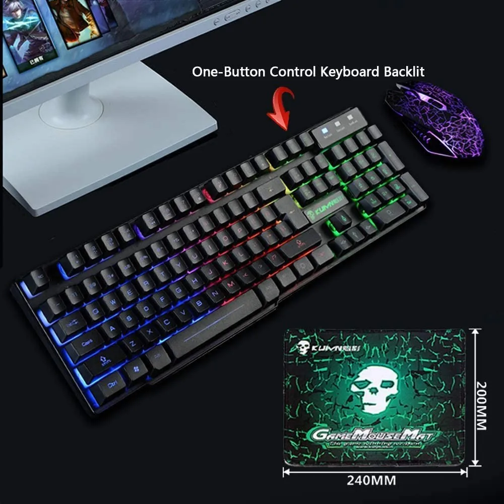

BACKLIGHT Mechanical Keyboard Blue Black Switch 82-Keys Backlit Gaming Keyboard RGB LED Backlit +Mouse+Mouse Pad
