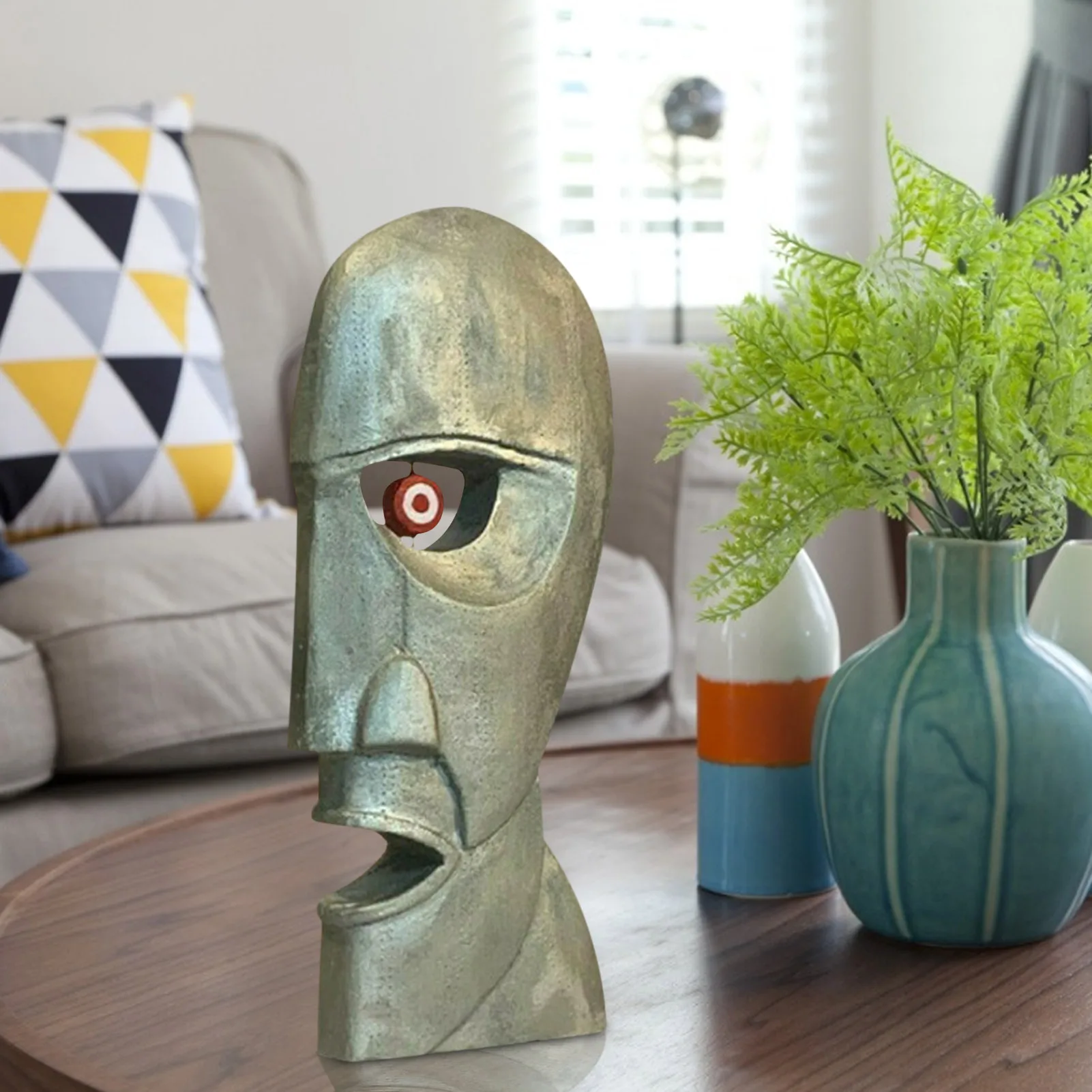 

The Division Bell Home Decor Handmade Ornaments Metal Heads Resin Statue Crafts For Office Desktop Decors Father's Day Gifts