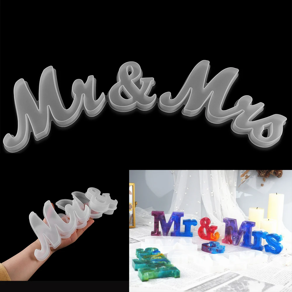 

1Set Crystal English Word Casting Resin Epoxy Mould Alphabet Mr & Mrs Letter Silicone Handmade For DIY Craft Wedding Decoration