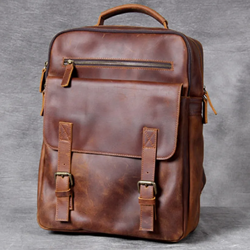 Мужской кожаный рюкзак В Стиле Ретро Crazy Horse сумка на плечо для ноутбука дорожная