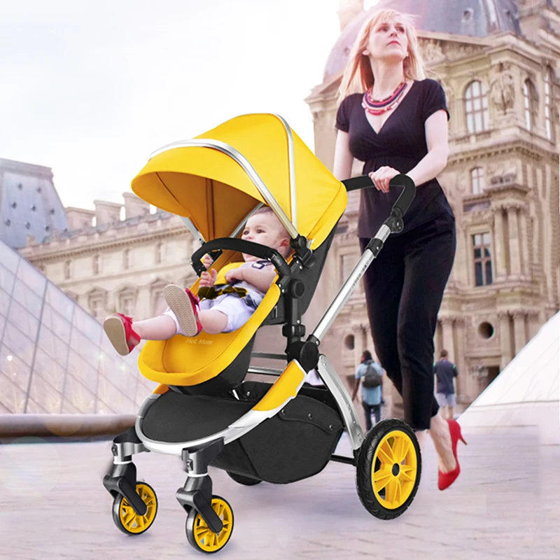 High-view Two-way Stroller Hotmom Newborn Light-weight Foldable Sitting and Lying A Luxurious Light Luxury Stroller