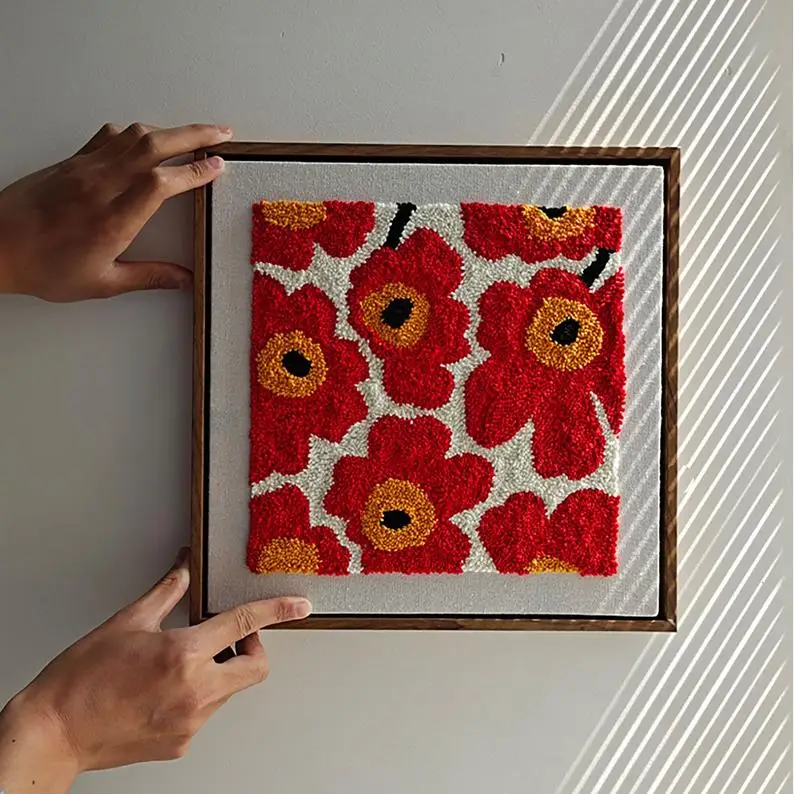 

Flower Punch Needle Kit with Frame for Beginner, Handcraft Rug Hooking Kits, Yarn Pattern Kit for Starter, DIY Embroidery Kit