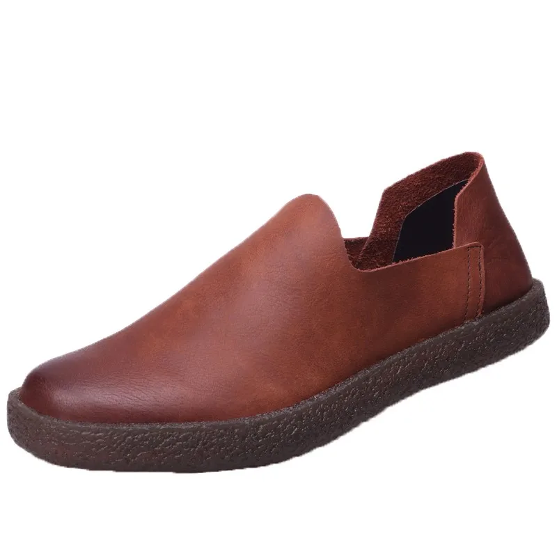 Лоферы мужские из мягкой натуральной кожи дышащие коричневые черные | Обувь