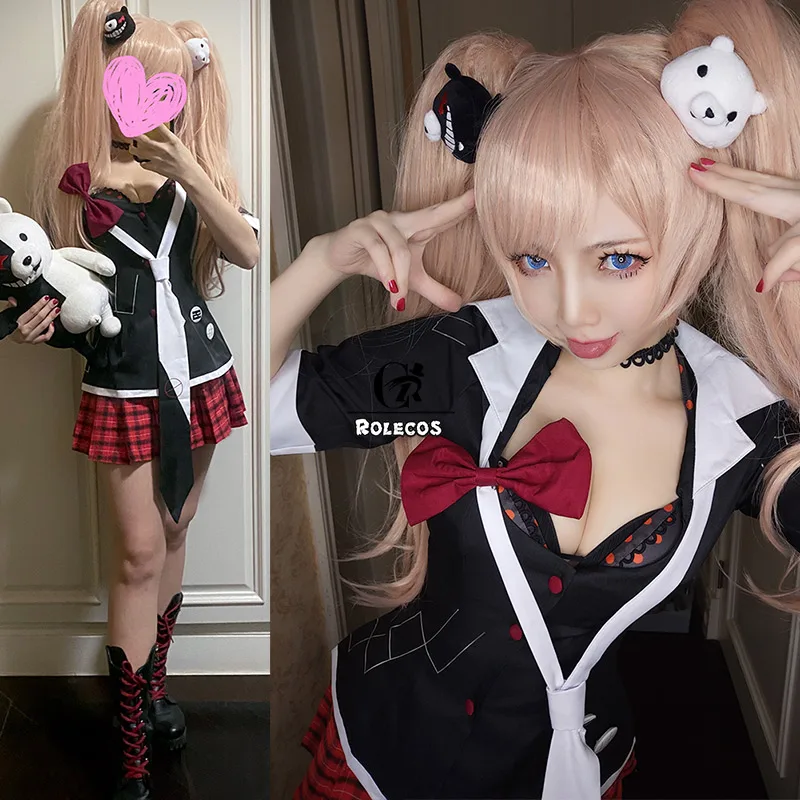 ROLECOS аниме Dangan Ronpa 2 Косплей Костюм джунко эношима женская школьная форма платье