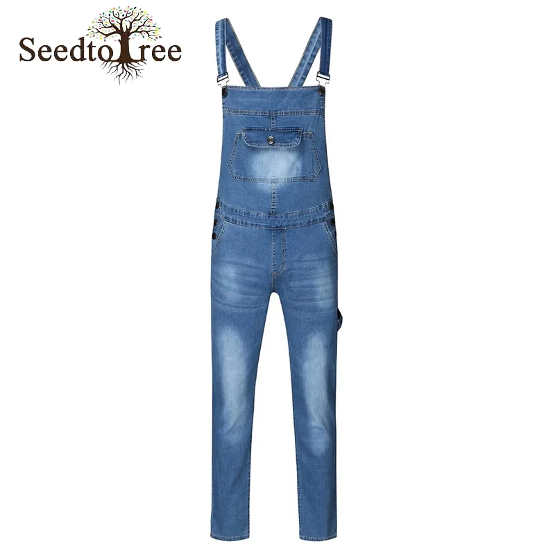 Casual Men's Jeans Straight  Overalls Slim Denim Trousers
