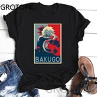 Моя геройская Академия Bakugo постер футболка Топы осень весна винтажная женская футболка с коротким рукавом футболки Tumblr