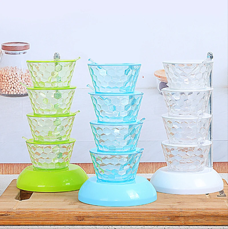 

Rotatable Four-Layer Seasoning Storage Box Vertical Seasoning Box Kitchen Seasoning Rack Combination Salt Shaker Kitchen Tools