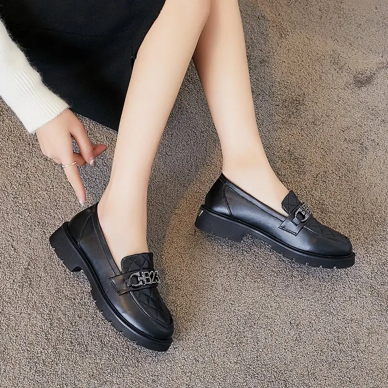 

Ladies Leather Shoes Number Platform Women's Shoes High Quality Women Oxford Casual Womens Flats Fashion Vulcanize Shoes