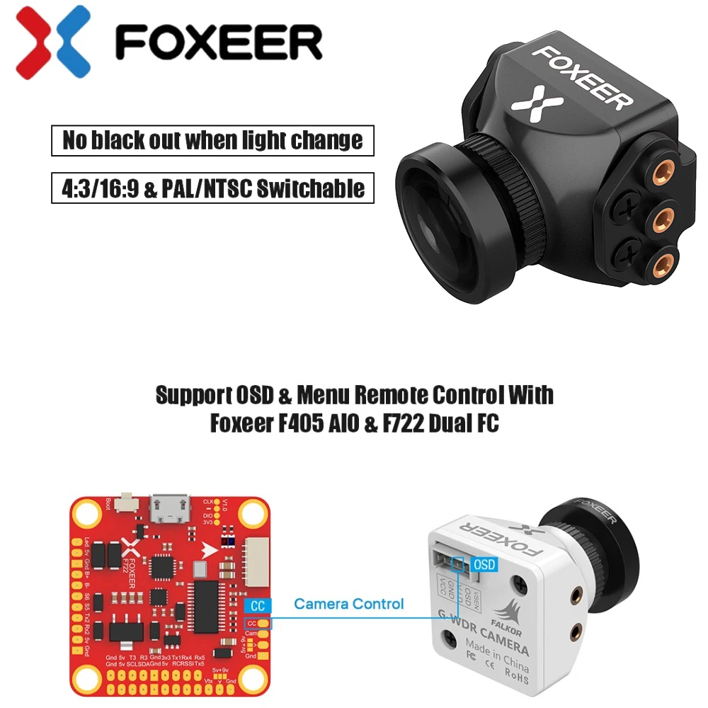 Foxeer Falkor 2 Mini FPV Camera 1200TVL 1/3 CMOS 4:3 PAL/ 16:9 NTSC Switchable G-WDR for RC Multirotor Racing Drone | Игрушки и хобби