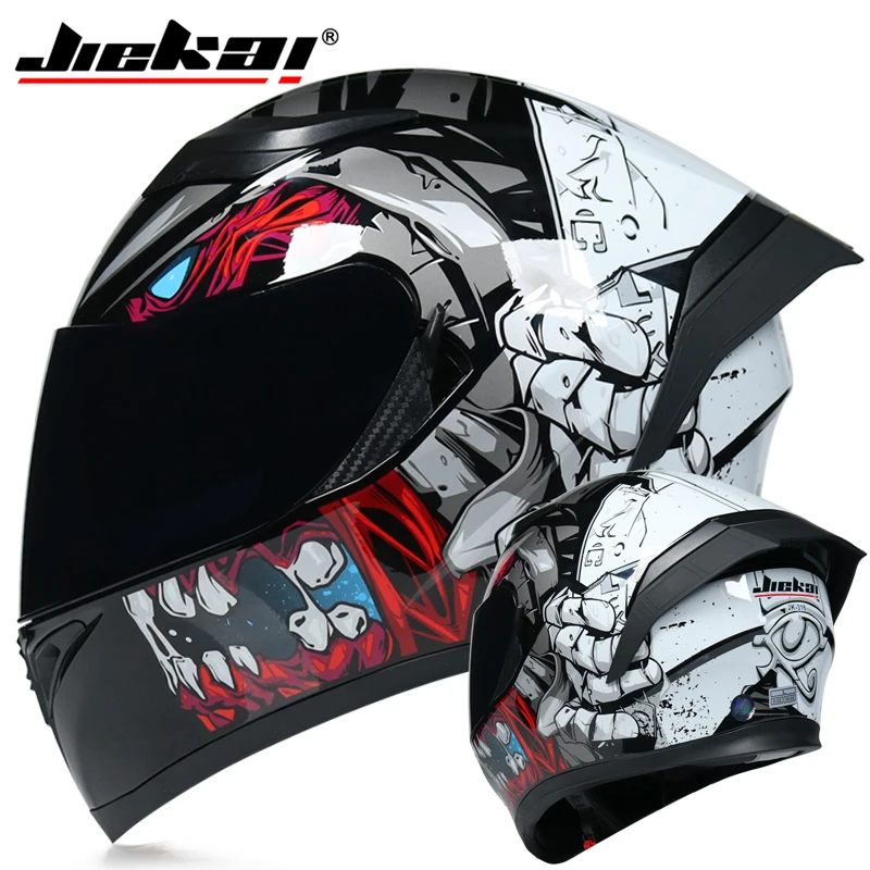 Гоночный шлем для мужчин и женщин Casco Capacete, мотоциклетный шлем для мотокросса с двойными линзами, шлемы с индивидуальным рогом - Цвет: a6