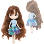 1 комплект мини платье с милым кроликом и разноцветной юбкой, повседневная одежда, аксессуары для кукольного домика, Одежда для куклы блайз, Игрушка 11,5 дюйма