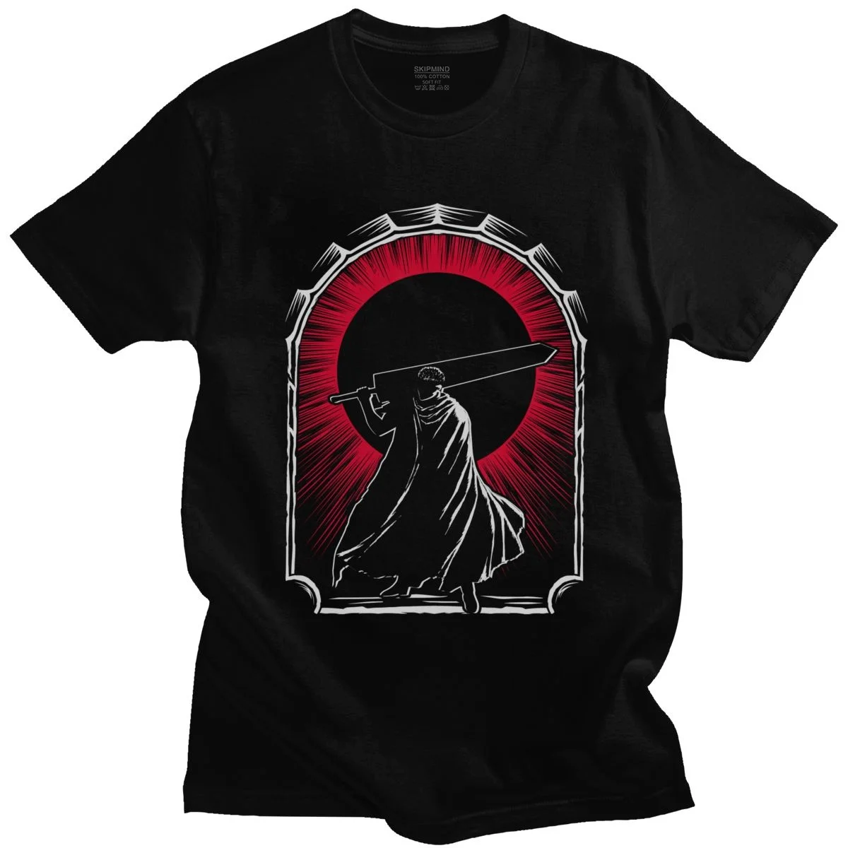 

Cool Berserk Guts T Shirt Men Short Sleeved Anime Manga Swordsman T-shirt Loose Fit Cotton T Shirts Gift
