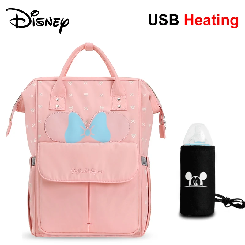 Mocha Pink Disney Mocha Милая водонепроницаемая сумка для подгузников USB бутылочка для кормления дорожный Рюкзак Детские сумки для мамы сумка для хранения сумки для мам - Цвет: Mocha Pink
