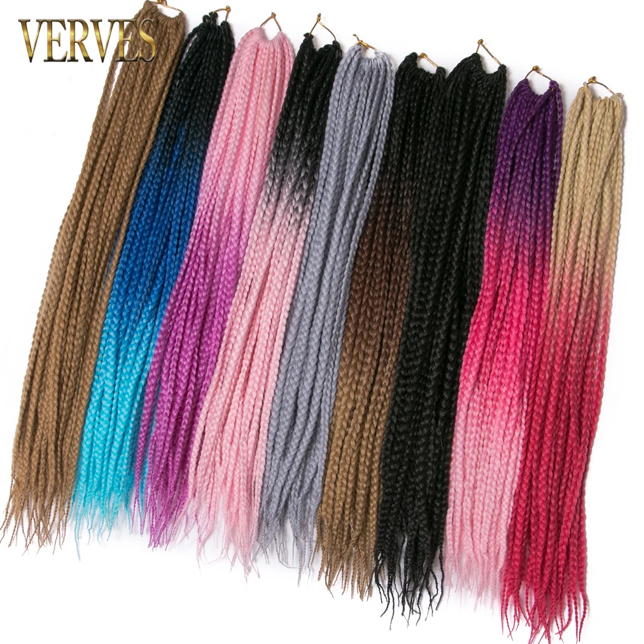 VERVES коробка косички крючком косички 24 дюймов 22 корня/упаковка Ombre синтетические косички наращивание волос тепло волокно оптом крючком косички розовый