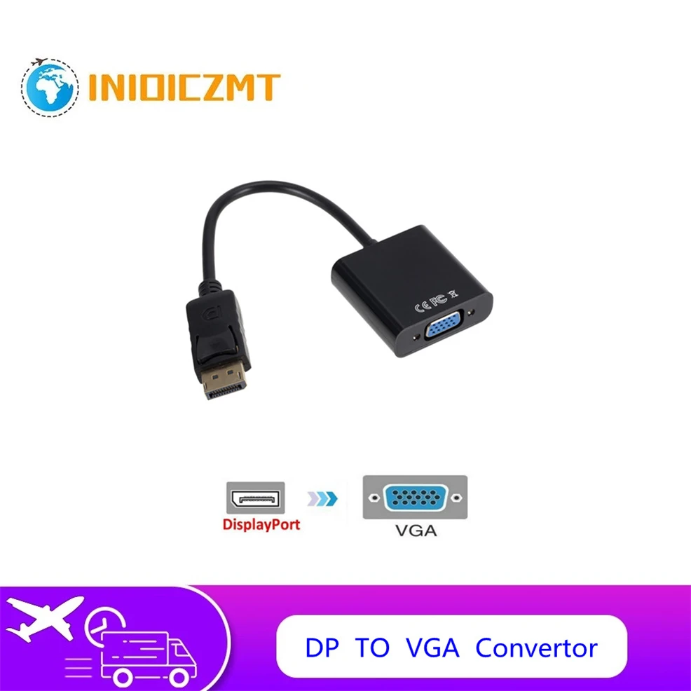 

INIOICZMT Male Displayport Display Port DP to VGA Female Adapter Cable Converter For Projector DTV TV HDVD Player 1080P
