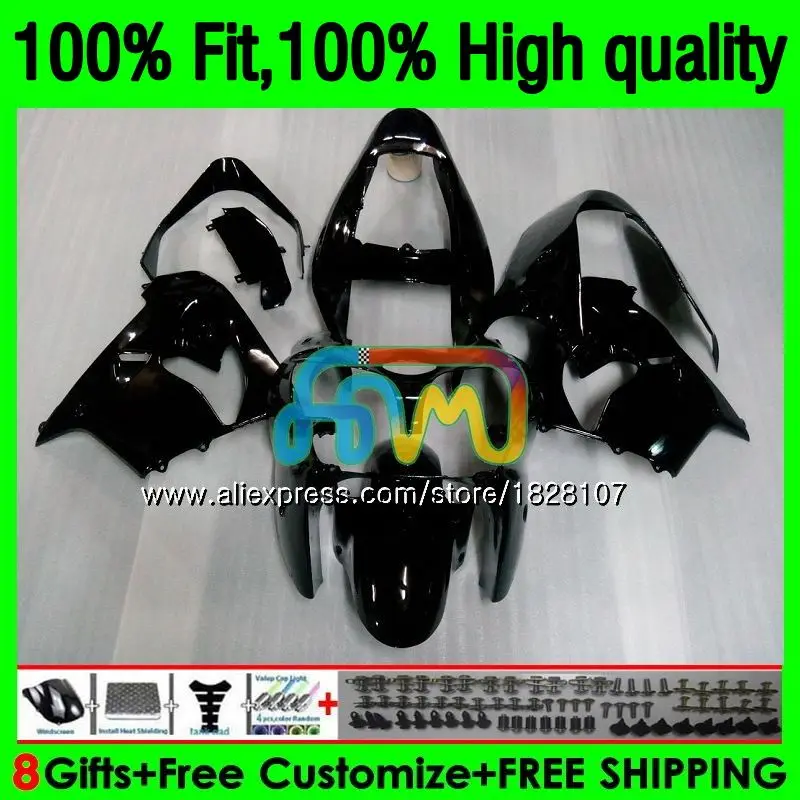 

Glossy black Injection mold For KAWASAKI ZX 9R 9 R 900 900CC ZX9R 04 05 163BS.1 ZX900 ZX900CC ZX9 R ZX-9R 2004 2005 OEM Fairing