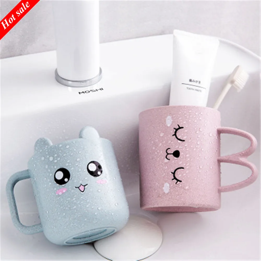 

Wheat Straw Cartoon Expression Mouthwash Cup Creative Children Brushing Cup Plastic Cup Toothbrush Toothbrush Cup