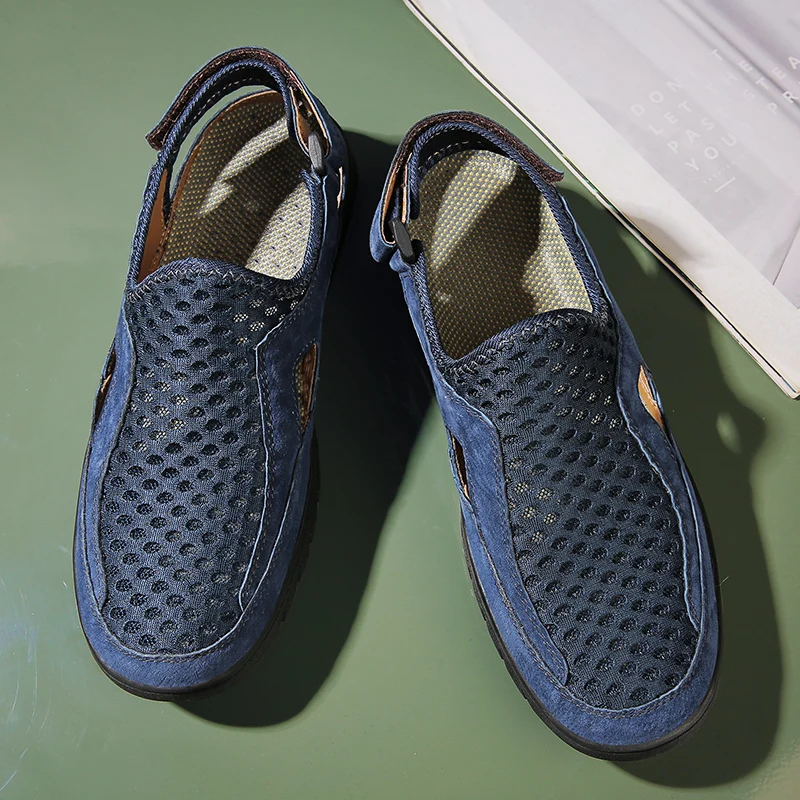 Genuine Leather Hiking Trekking Shoes Sneakers Men Non Slip Water Aqua Beach Outdoor Climbing Tactical Shoes Zapatillas Hombre