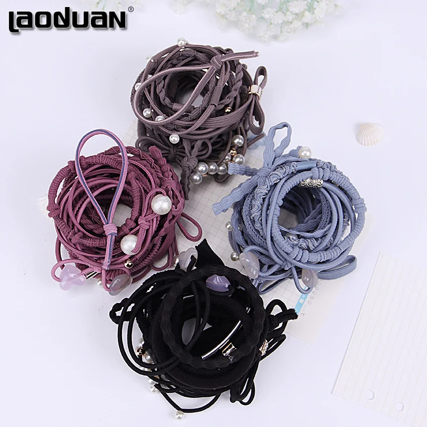 24 шт./компл. кольцо для волос с бантом модные обручи девочек конский хвост галстук