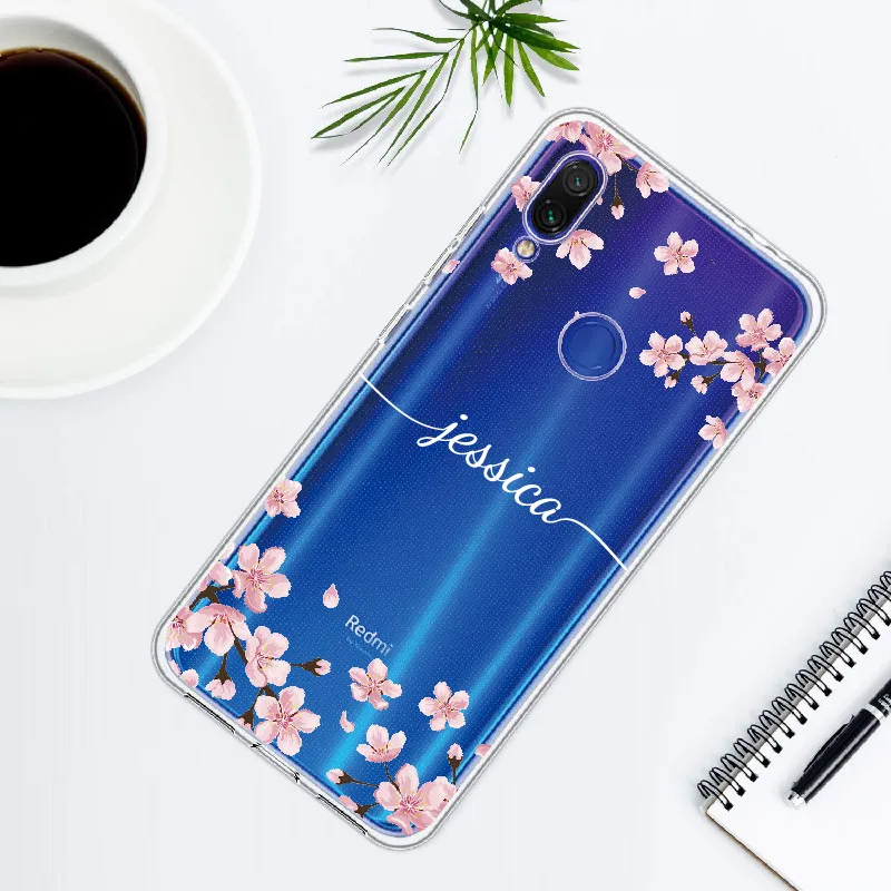 Custom Personalized Initial Name Flower Wreath Phone Case For Xiaomi Mi Redmi Note 5 6 7 8 9 10 lite Pro Plus Soft Clear | Мобильные