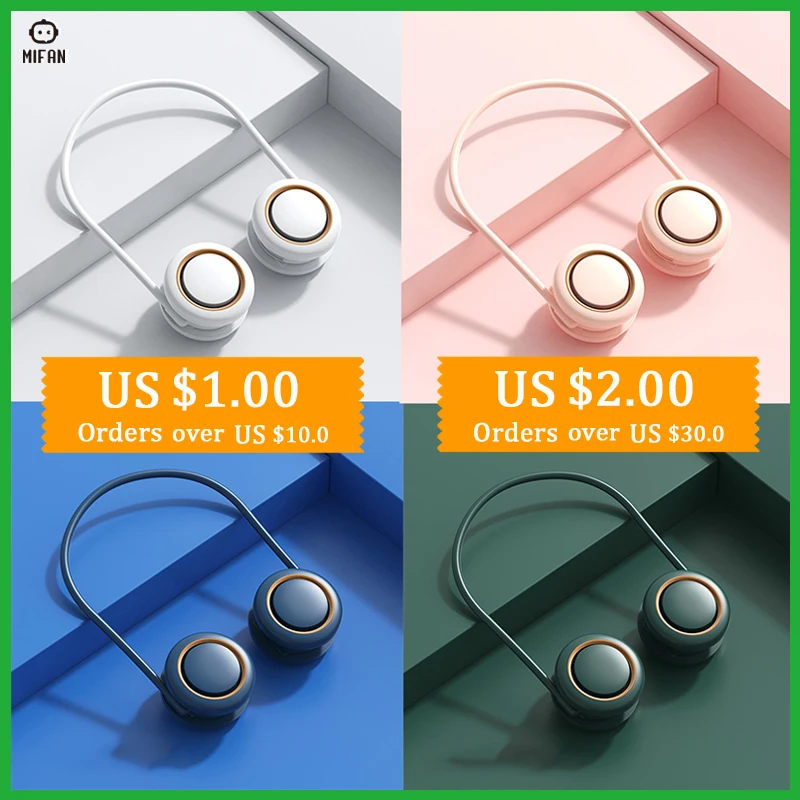 

Portable Fan Neck Electric Fan Mini Fan Cooling USB Plastic Rechargeable 3 Level for Home Office Outdoor Summer Quiet Air Cooler