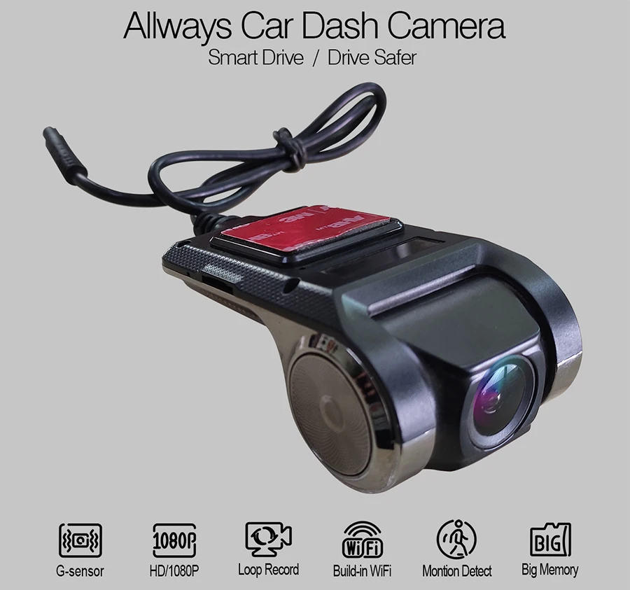 Автомобильный скрытый видеорегистратор Allways G сенсор Wi Fi ночное видение USB HD 1080P