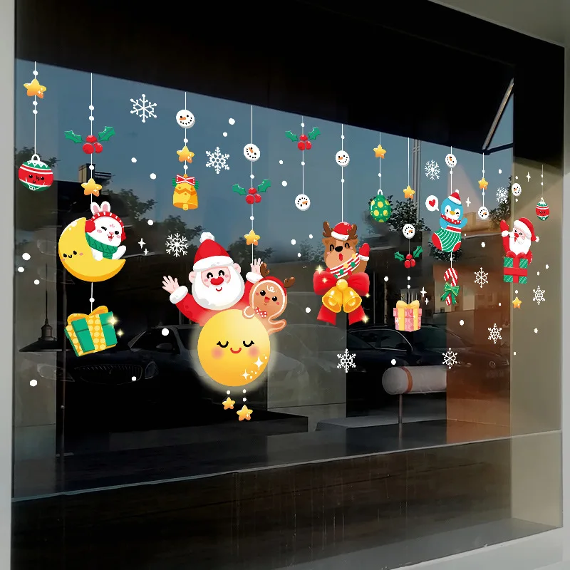 

New Christmas Decorations Christmas Gifts Electrostatic Stickers Snowman Elk Shopping Mall Layout Shop Glass Window Decoration