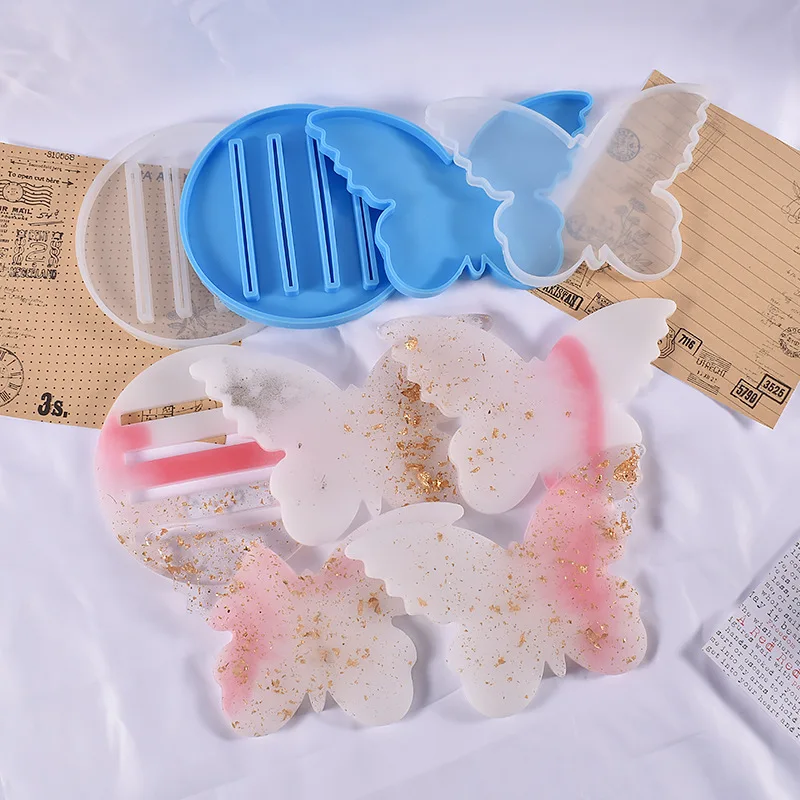 

Butterfly Coaster Silicone Mold DIY Mirror Butterfly Coaster Combination Crystal Epoxy Resin Mold Decoration Accessories Craf