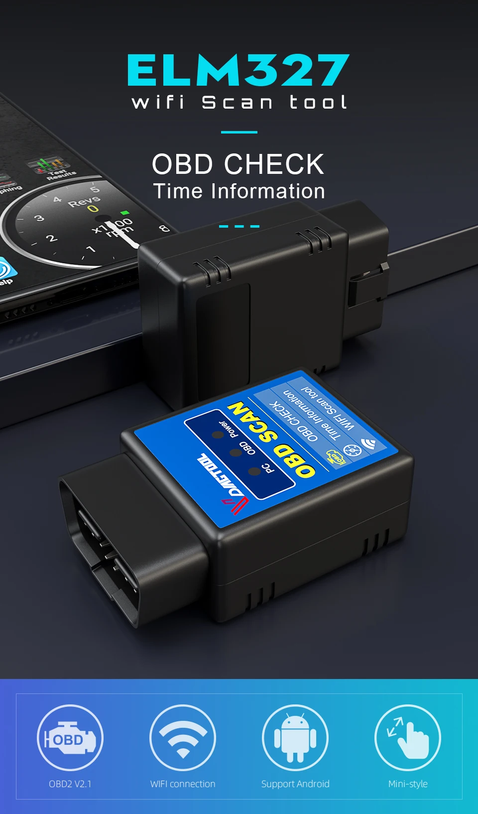 Диагностический сканер obd 2 ELM327 V1.5 PIC18F25K80 Bluetooth-совместимый Wi-Fi адаптер для