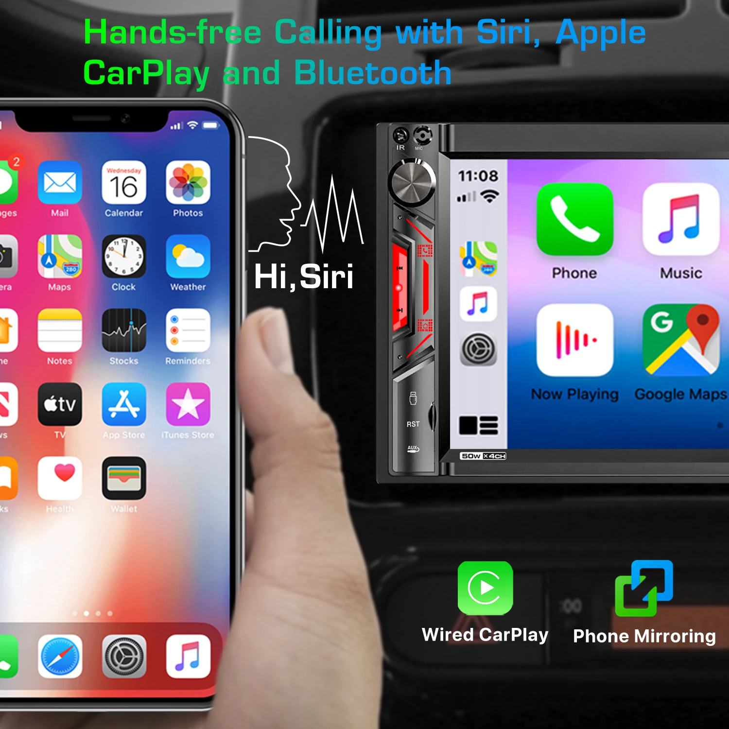Универсальный автомобильный радиоприемник MP5 плеер Bluetooth FM Apple Carplay Автомагнитола