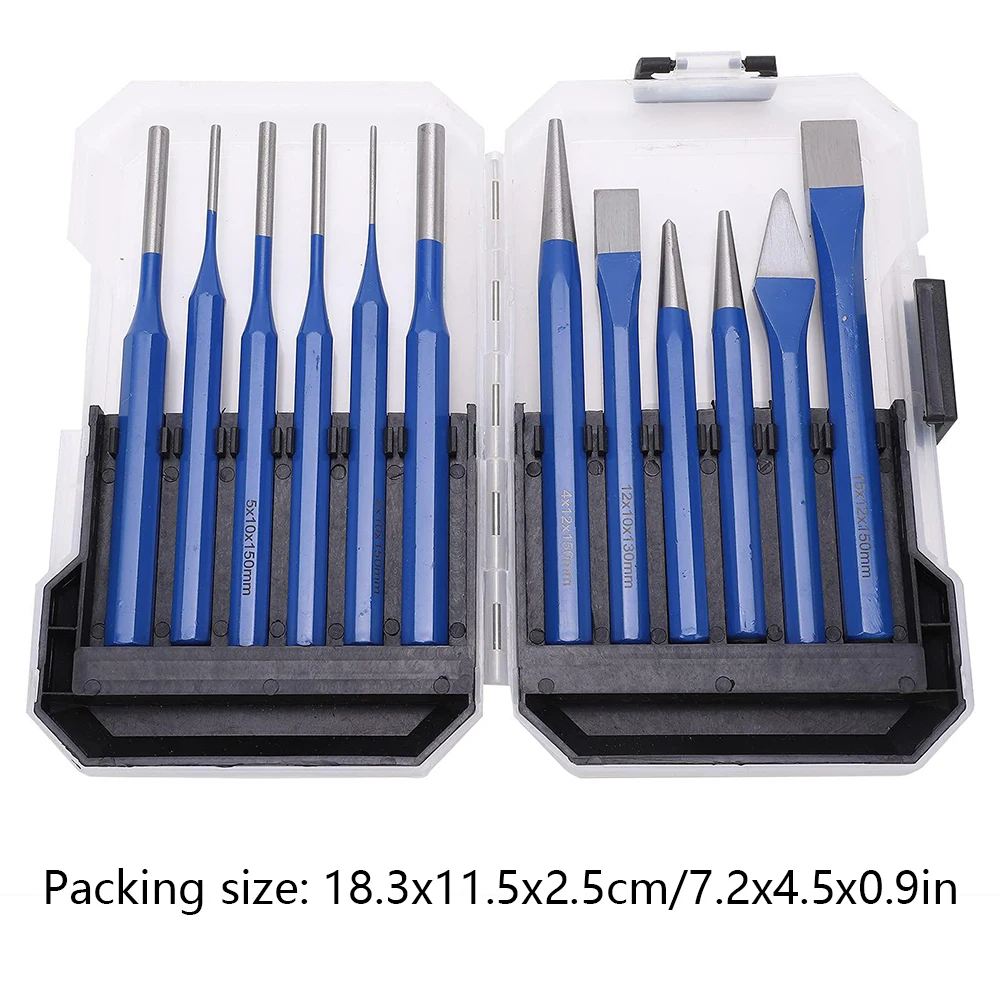 

12PCS Punch Chisel Set Pin Centre Taper Cold Gauge For Bolting Carving Masonry Riveting Handle Engraving And Punching Tools