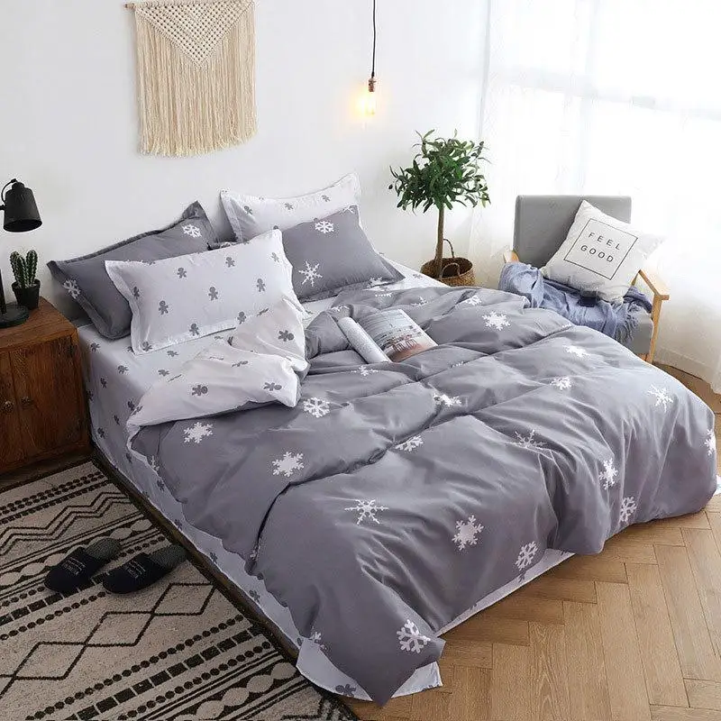 

Gray 4pcs Girl Boy Kid Bed Cover Set Duvet Cover Adult Child Bed Sheet And Pillowcase Comforter Bedding Set
