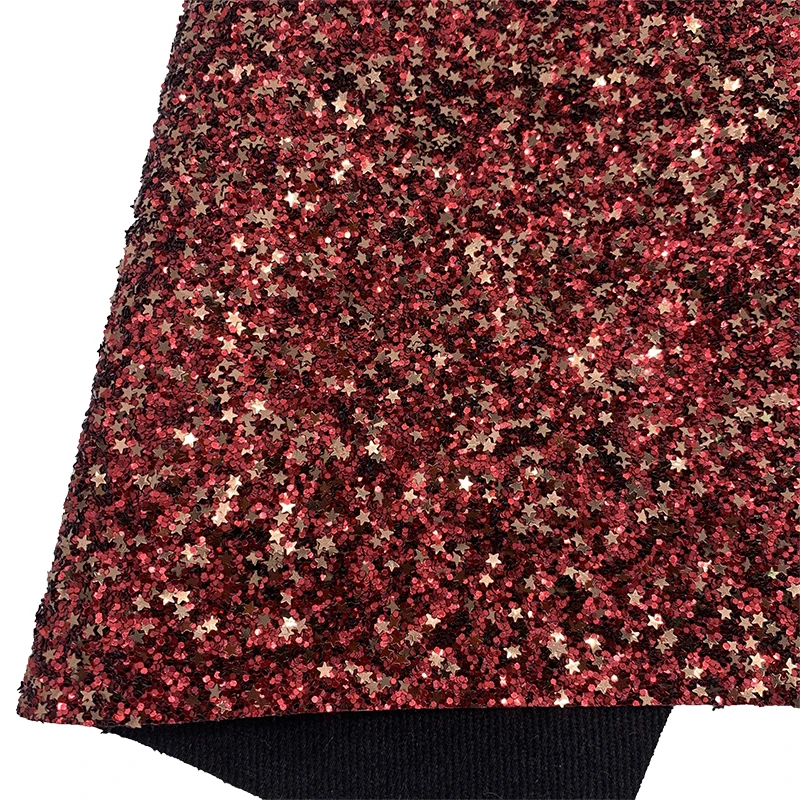 Набор из 4 штук бронзовых звезд с блестками на виниловой ткани, сочетающейся с металлической фальшкожей крокодила для изготовления ленточек и сережек своими руками, 21х29 см, арт. Q158.