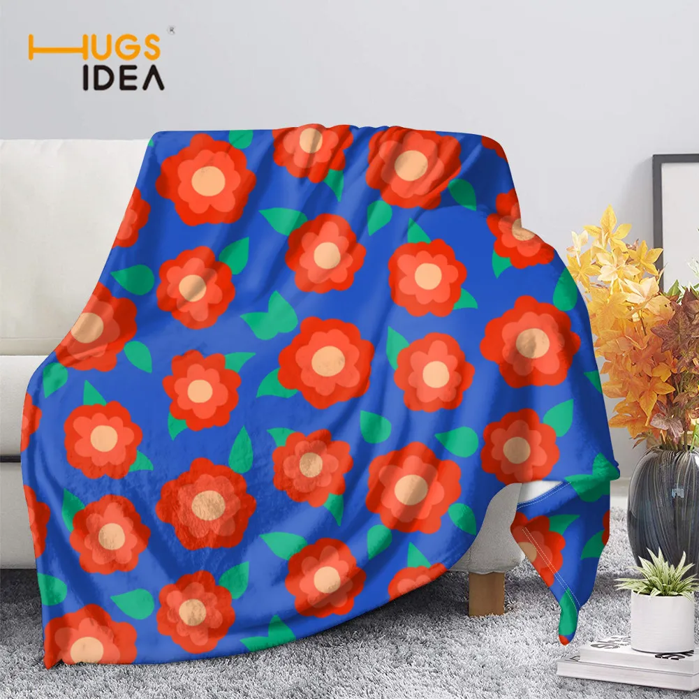 

HUGSIDEA Poppy Floral Art Pattern Plush Throw Blankets Spring Autumn Winter Keep Warm Blanket Summer Air Conditioner Quilt