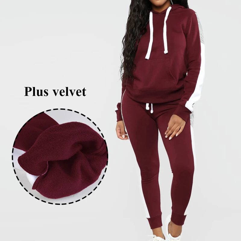 Комфортный набор для бега женский спортивный костюм женщин с капюшоном на молнии