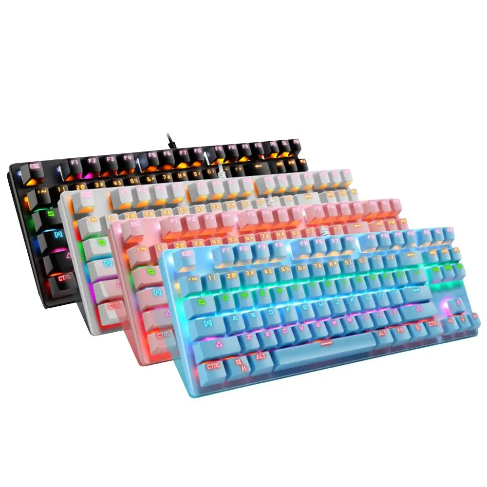 

Pink Switch Keyboard Durable Mechanical Keyboard 82 Keys Typing Electronic Sports Gaming Keyboard Computer