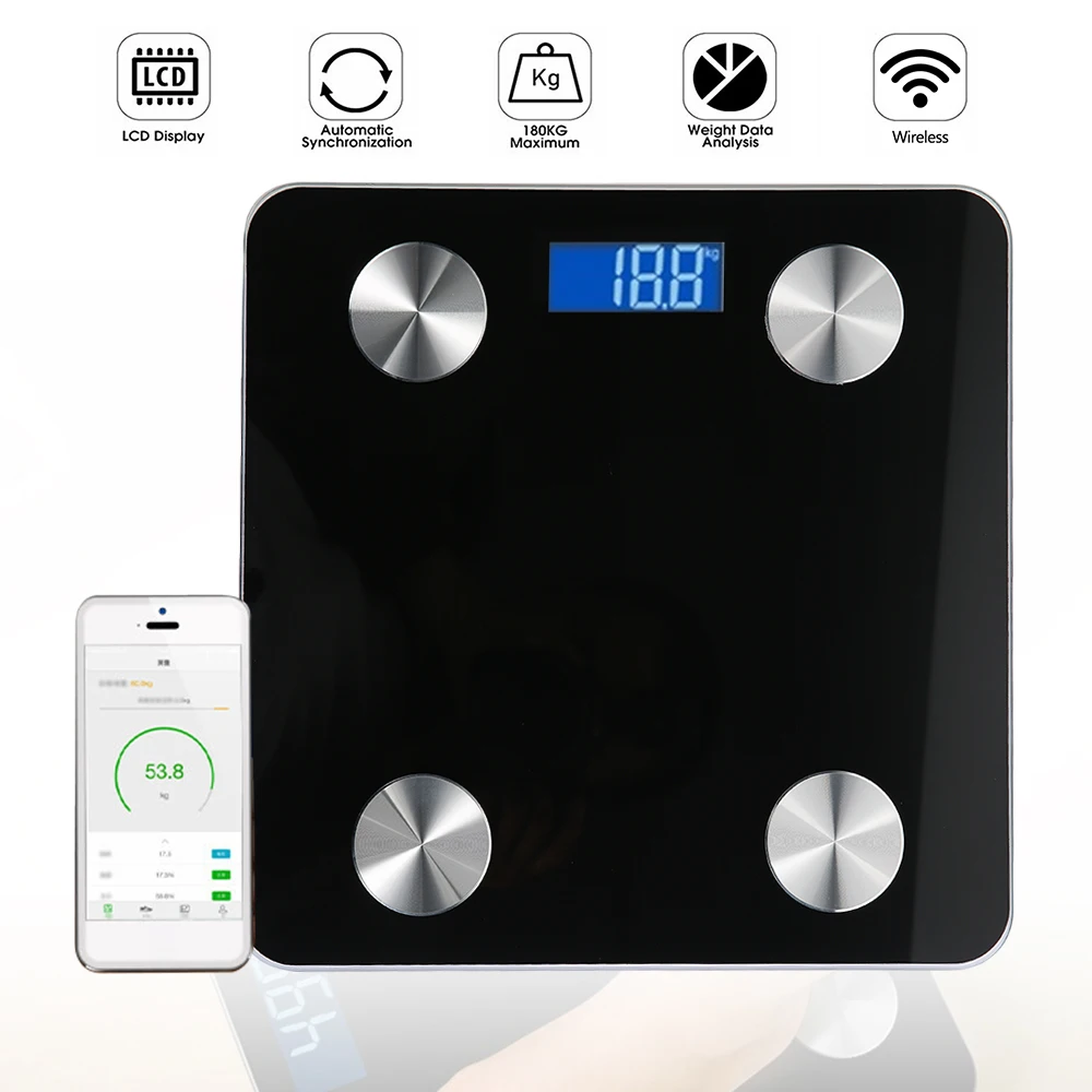 Смарт Bluetooth весы для тела и жира напольные научные Электронные цифровые ванной