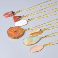natural crystal druzy chakra stone pendant necklace energy healing jewelry for women chain friend necklace wholesale gifts