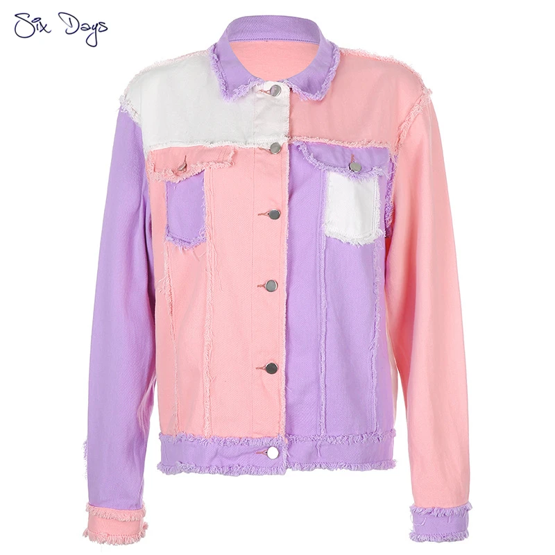 

Spring Women Fashion Denim Jacket Coat Vintage Long Sleeve Frayed Hem Female Outerwear Chic Tops Chaqueta Mujer Jeans Jacket