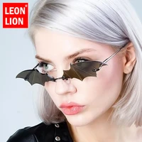 leonlion 2021 sunglasses women bat modeling sunglasses women luxury brand designer sunglasses women rimless metal gafas de mujer