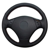 car steering wheel cover hand stitched black genuine leather for bmw e90 320 318i 320i 325i 330i 320d x1 328xi 2007