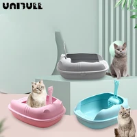 anti splash pet cat litter box pet semi enclosed detachable anti splashing cat poop box cat toilet free cat litter scoop