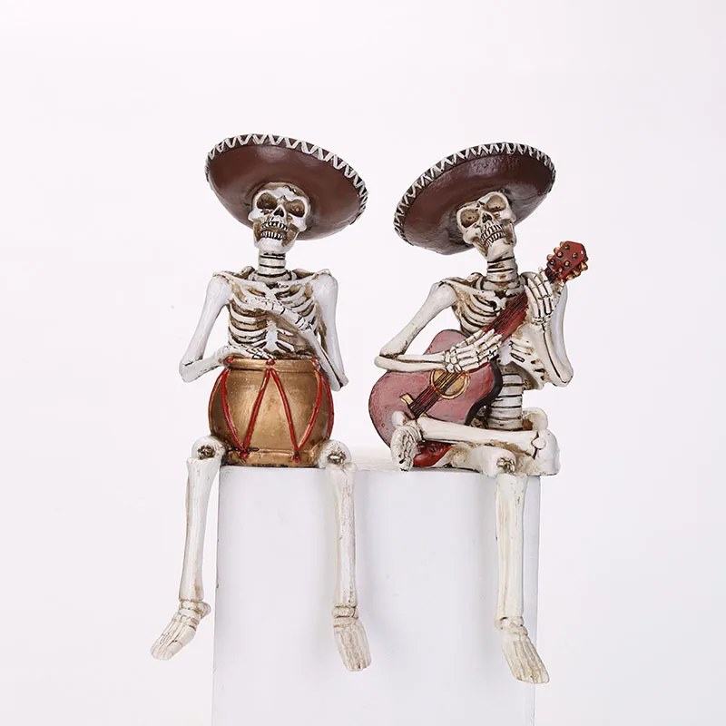 

Забавные небольшие украшения в стиле Индианы с черепом, украшение для Хэллоуина, маленькая скульптура
