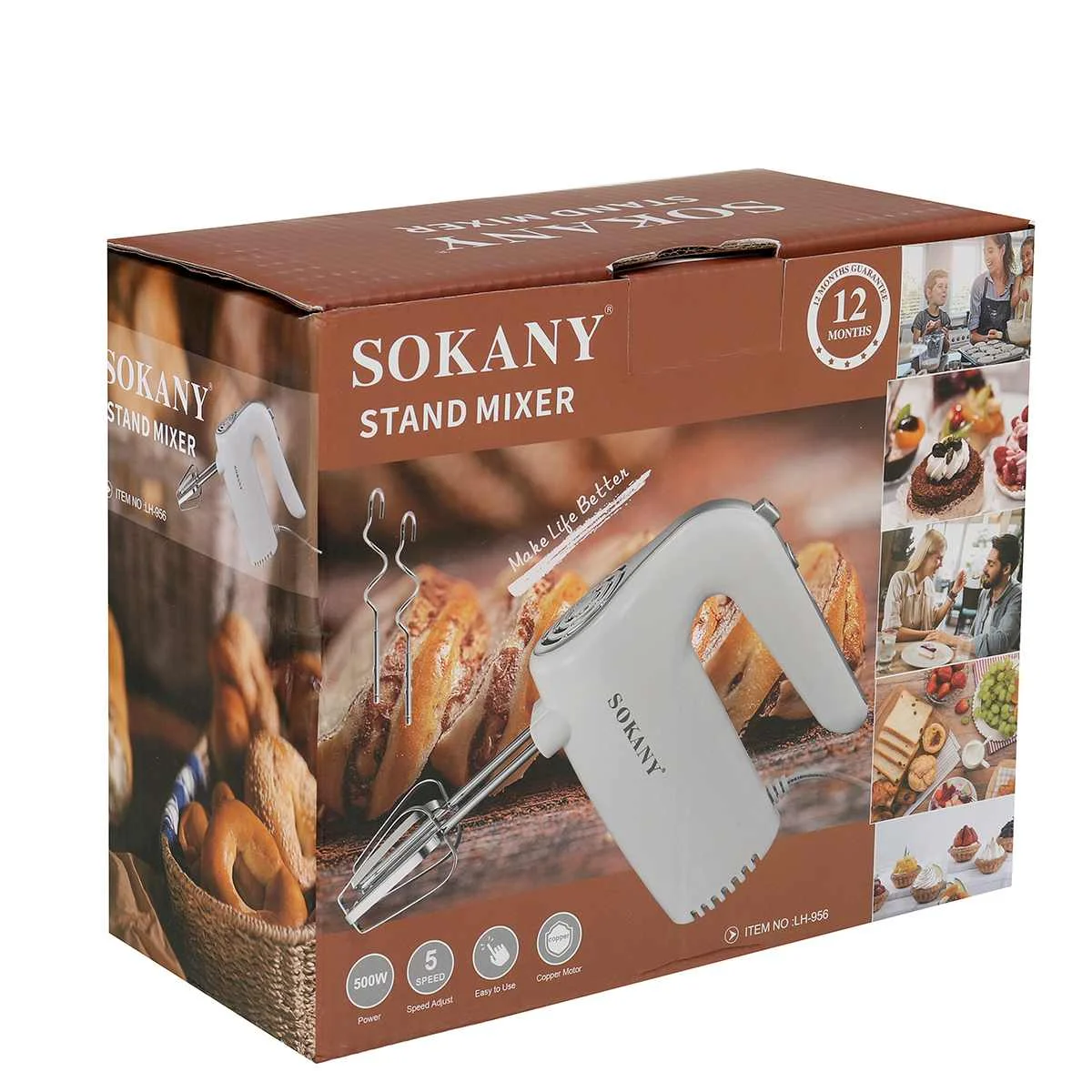 

500W Food Mixers With Dough Hooks 5 Speeds Cream Mixer Handheld Food Blender Household Egg Beater Baking Whipping Cream Machine